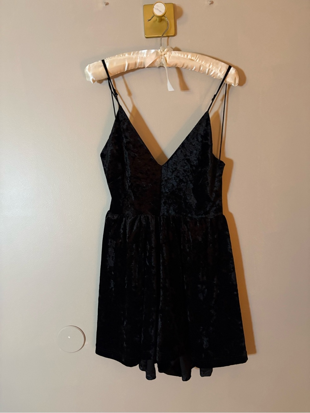 Sam Edelman Black Velvet V-Neck Spaghetti Strap Mini